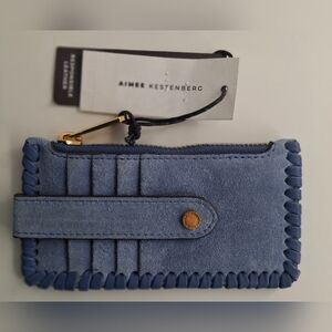 Aimee Kestenberg Blue Suede Wallet Card Holder NWT